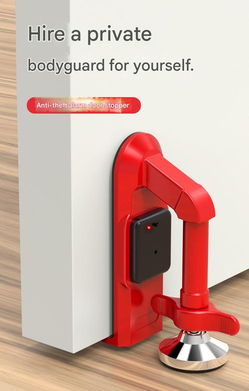 Security Door Jammer Door Stoppers, Portable Door Lock, Travel Anti Theft Door Blocker, Apartment Safety Protection, Anti-Slip Door Lockdown Security Device for Home Bedroom Hotel Bar (Red)
