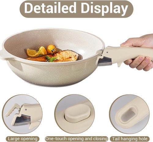 Removable Pan Handle, Anti-Scald Detachable Pot Handle Snap Installation Replacement Pan Gripper for Kitchen Camping Picnic