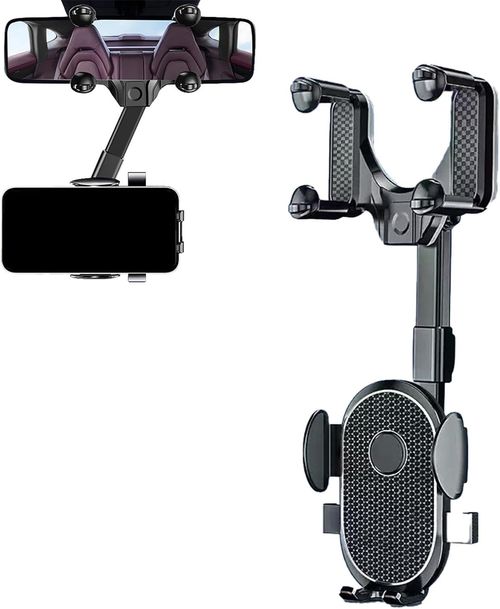 Phone Holder for Rear View, Cell Phone Car Mount, Multifunctional Rearview Phone Holder for Car, 360° Rotating Rear View Adjustable Cell Phone Mount