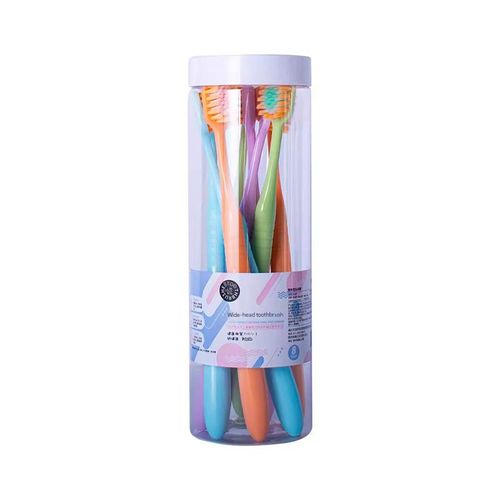 Cylinder Toothbrush, Soft Manual Toothbrush with Silk Bristles, Gentle Cleaning Toothbrush for Sensitive Teeth and Gums, Compact Head, Packaged in A Clear Cylinder. (10 Pcs)