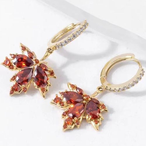 Autumn Leaves Rhinestone Drop Earrings