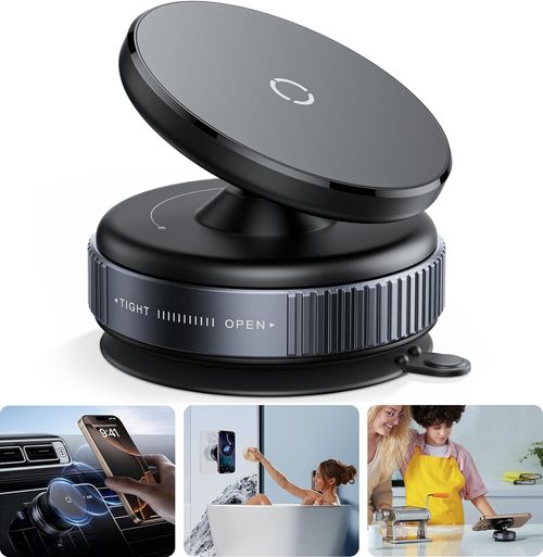 Latest Magnetic Car Phone Mount — Ultra-Strong Vacuum Suction Phone Holder, Compatible with All Mobile Phones (Black)Compatible with all mobile phones