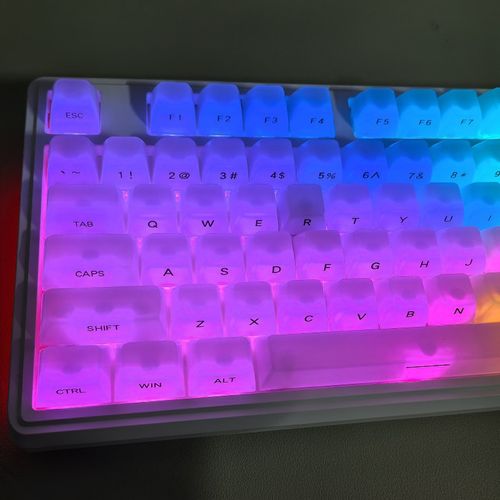 Jellyfish White Keyboard - MDA profile, 119 keys, side-printed legends, translucent PC material, supports backlighting.