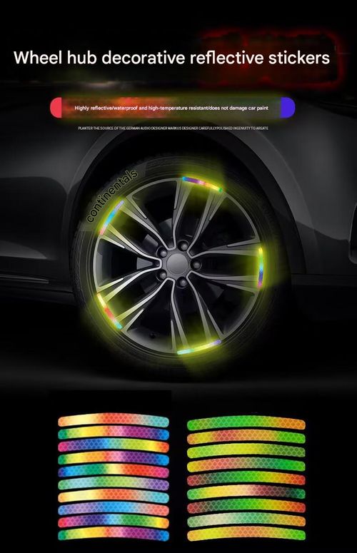 20 Pcs 2.76'' Universal Reflective Wheel Rim Stripe Decal Sticker for Motorcycle, Car, Cycling, Bike, Night Safety Decoration