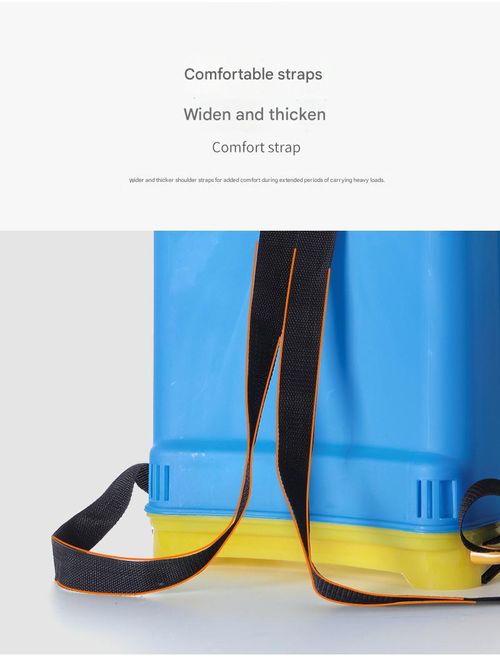 hinese-made 16-liter pressure sprayer with liquid level indicator, ergonomic shoulder straps, and replaceable nozzlesfeatures a backpack design.