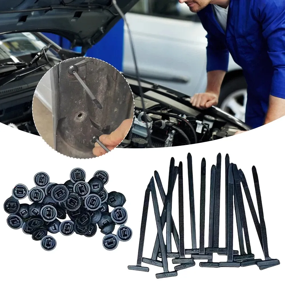 Hebilla universal de nailon para ataduras de cables, remache de sujeción autoblocante resistente, hebilla de plástico multiusos, clips de cremallera de nailon para reparación diaria del automóvil (100)