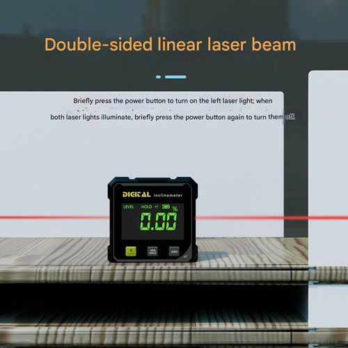 LABART LCD Digital Angle Finder with Laser Level, 4-Side Strong Magnetic Angle Gauge, Cube Inclinometer Level Miter Protractor with Data Retention Function, for Table Saw, Woodworking Measuring Tool