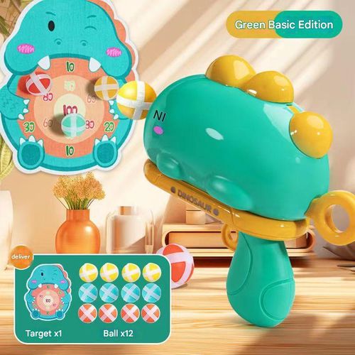 Dino Target Shooting Games for Kids Toys, 12 Sticky Balls Toy Gun with Dart Board for Kids, Boys Girls Gift