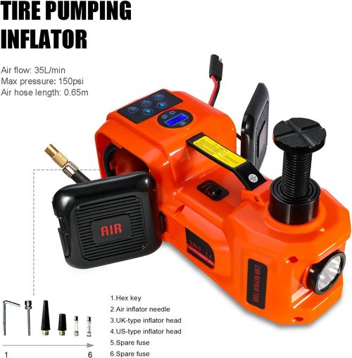 5-ton electric jack, 12V electric vehicle jack set, with electric impact wrench and tire inflator, remote controller with LED light, suitable for tire changing of cars, SUVs and sedans, emergency repairs (cash on delivery).