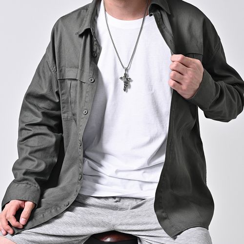 Vintage Catholic Prayer Cross Pendant Necklace For Men Stainless Steel Biker Amulet Prayer Hands Necklace Jesus Jewelry