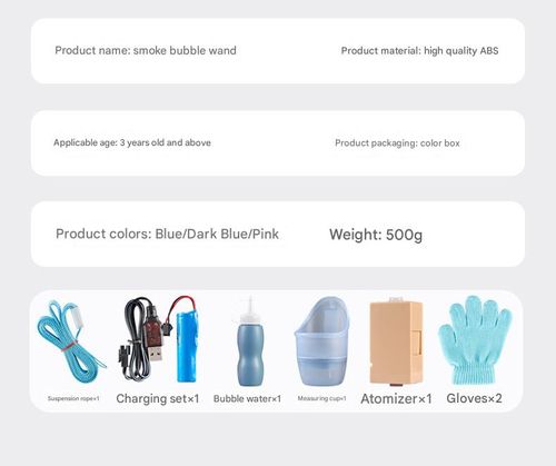 Colorful Smoke Bubble Machine,Elastic Bubble Fog Wand,Fun Bubble Blowing Machine with Colorful lighting,Infinite Smoke Bubble Magic Wand,Interactive Elastic Bubbles,Summer Party Toy Gift (Blue)