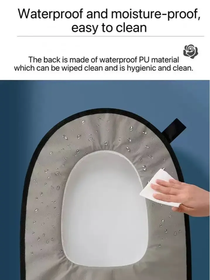 Rose-themed toilet seat cover | Suitable for all seasons, thickened fleece lining, with zipper design