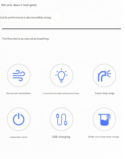 Best-selling K12 Nano Spray Gun for Home Use, Handheld Atomizing Blue Light Alcohol Disinfectant Spray Gun, Rechargeable and Portable Sprayer