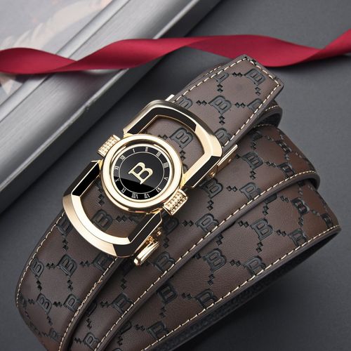 Men's Business Fashion Letter B Design Leather Belts, Casual Waistband for Jeans Trousers, Trendy All-match & Exquisite Belt for Birthday Gift