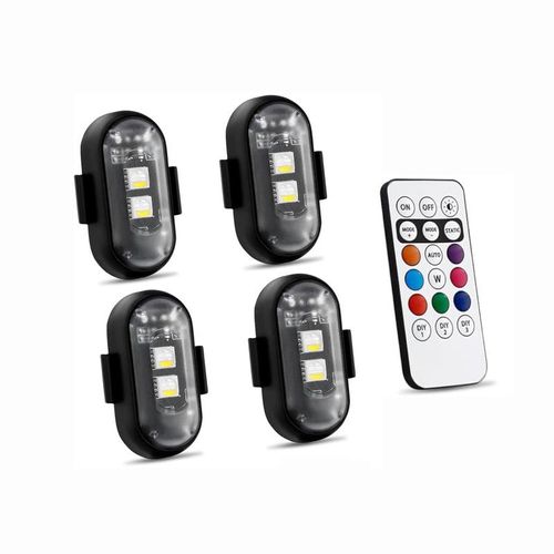 RGB Led Aircraft Strobe Light Remote Wireless Motorcycle Flash Light Warning Lights for Bike Car Multifunctional