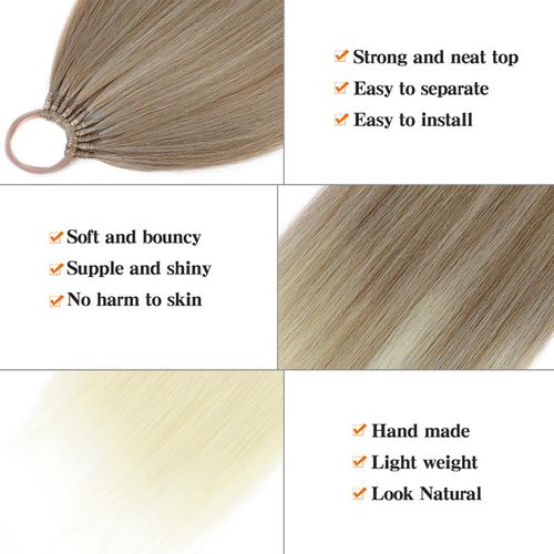 Ponytail extensions, multi-functional elastic band gold ponytail extensions, suitable for women, 28-inch long straight hair, soft and natural synthetic ponytail - deep gold.
