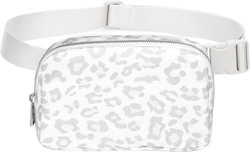 Adjustable-Strap Waist Pack — Suitable for Running, Hiking, Travel, and Fitness White Leopard Print
