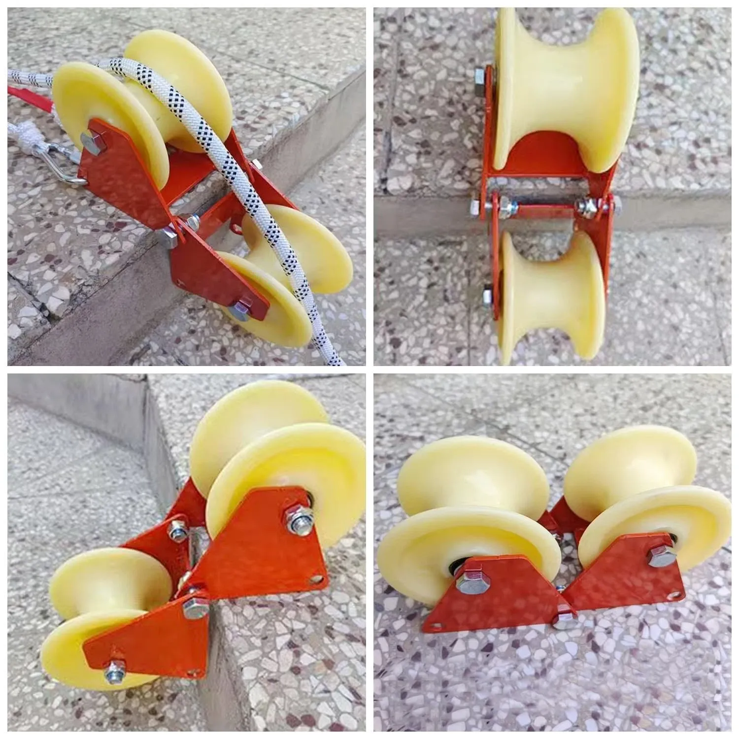 High-altitude work manual pulley double-pulley rope retrieval device, labor-saving turning rope guide wheel, rope retrieval and release device, corner rope retrieval device.