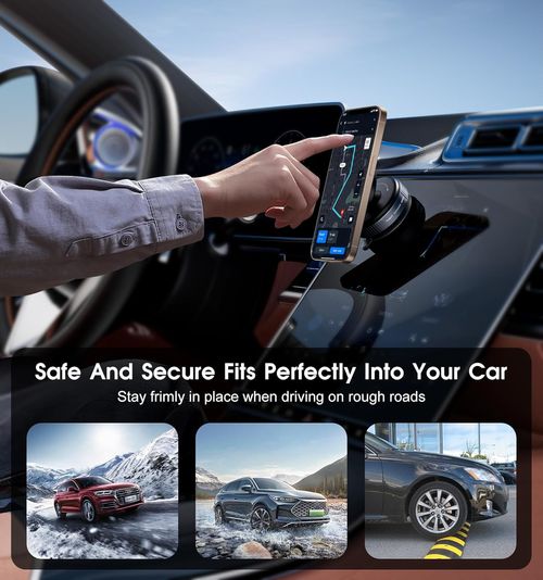 Latest Magnetic Car Phone Mount — Ultra-Strong Vacuum Suction Phone Holder, Compatible with All Mobile Phones (Black)Compatible with all mobile phones