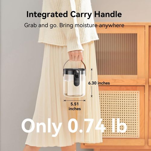 Rechargeable Portable Top Fill Humidifier, Smart Humidifiers for Bedroom, Night Light, 1.4L Cool Mist Humidifier for Office Home Plant Baby, 3-Speed Mist Control, Quiet, Auto Shut-Off (Grey)