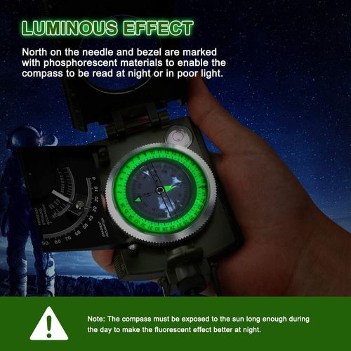 Outdoor lens compass, multi-functional compass with aiming and protractor, includes storage bag, military-grade high-precision compass navigation, professional camping luminous compass, waterproof and shockproof, suitable for hiking, outdoor activities, rock climbing, and camping (cash on delivery).