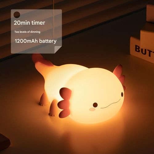 Axolotl Kids Night Light, Cute Axolotl Lamp Gift Rechargeable Table Lamp Bedside Lamp, LED Animal Silicone Baby Night Light, Cute Room Decor Night Light Suitable for Kids Girls and Boys