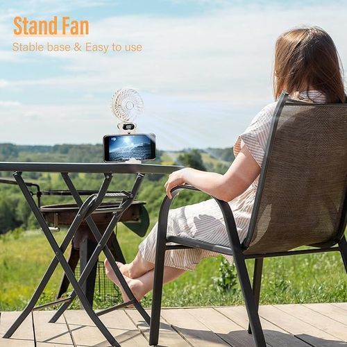 V.MAX MODI 90° Mini Hand Fan Desktop Portable Small Handheld Portable Fan White Office 90° Foldable Desk Fan with Base Digital Display 6 Speed for Makeup Office Outdoor