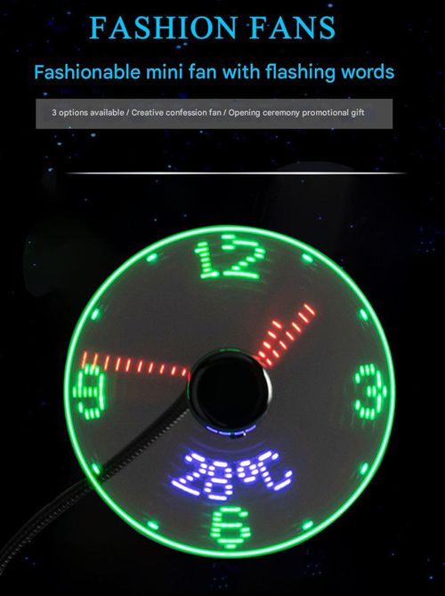 Mikikit 4pcs Led Usb Clock Fan Temperature Display Mini Fan for Home Office Travel Flexible Gooseneck Design Cooling for Boys and Girls and Adults