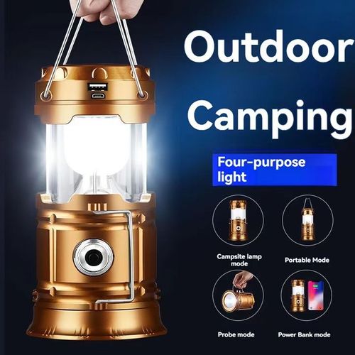 Solar Rechargeable Lantern Multifunctional Household Portable Strong Light Emergency Lantern Solar Outdoor Camping Lamp