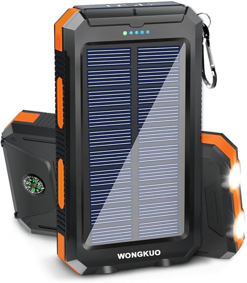 Solar Charger Power Bank - 𝟮𝟬𝟮5 𝙐𝙥𝙜𝙧𝙖𝙙𝙚 10000mAh Solar Phone Charger, QC3.0 Fast Charger with LED Flashlight, IP65 Waterproof Portable Power Bank for Outdoor Activities