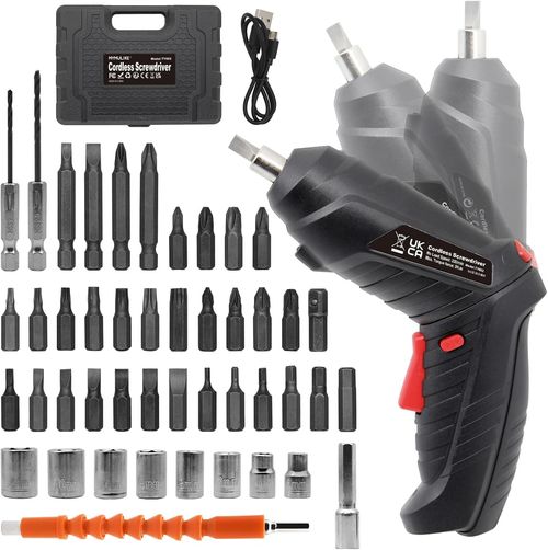 Cordless Electric Screwdriver, 3.6V Rechargeable Power Screwdriver with 47 pcs Accessories, usb charging, 3Nm Screw Gun, mini Carrying screwdriver set ​with LED Light for Electric Power Drill Set