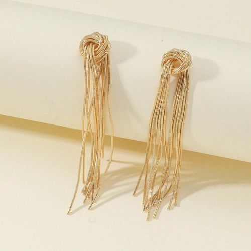 Sterling Silver Needle Vintage Round Flower Tassel Earrings - Retro Metal Long Earrings, European & American Fashion Elegant Luxury Earrings, Women's Unique Trendy Jewelry