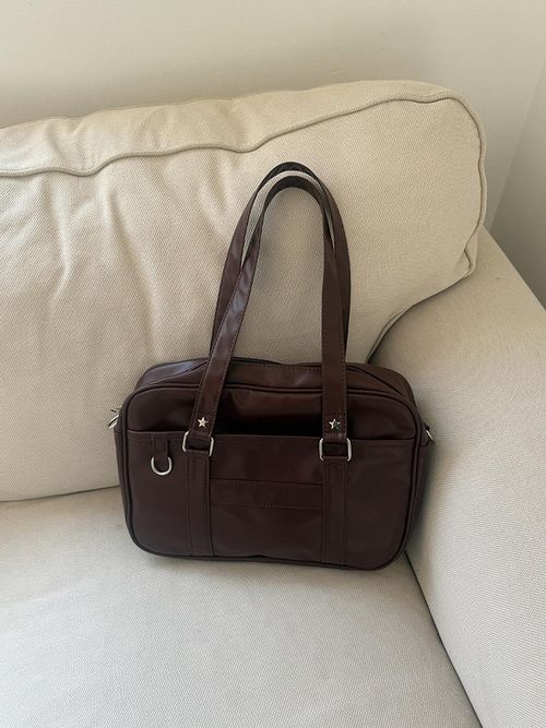 2025 New Fashion Japanese-Style Black White Brown Bag for Students & Women - JK Uniform Bag, Single-Shoulder PU Uniform Bag, Commuter Document Backpack, Laptop Bag, Travel Bag, with Two Handles, Zipper Closure & Polyester Lining