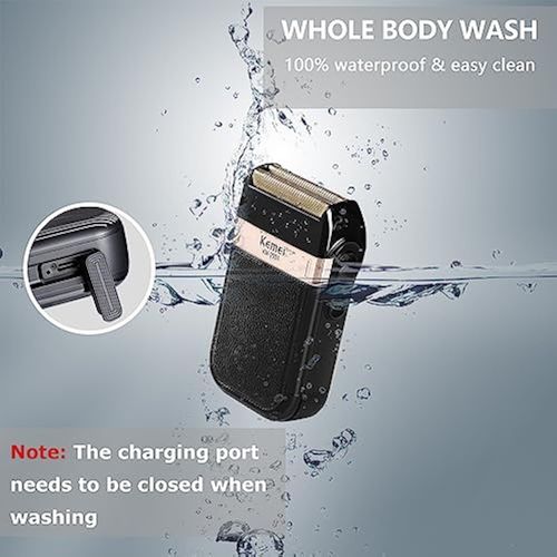 Kemei KM-2024 Reciprocating Electric Shaver for Men - Powerful Performance, USB Rechargeable, Fully Washable Razor for an Ultra-Clean Shave