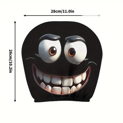 Black Funny Cartoon Car Headrest Covers - Universal Elastic Style, Perfect for Car Interior Decoration & Unique Gift Idea