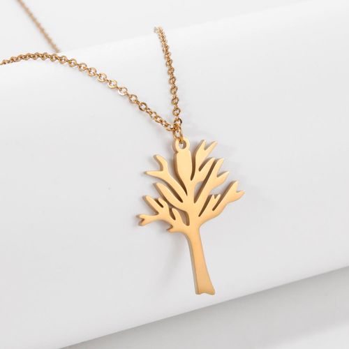 Hip-Hop Style World Peace Hollow Tree of Life Pendant - Titanium Steel Tree Necklace, Unisex Versatile Dragon Bone Chain, Multipurpose Fashion Jewelry (Bestseller)