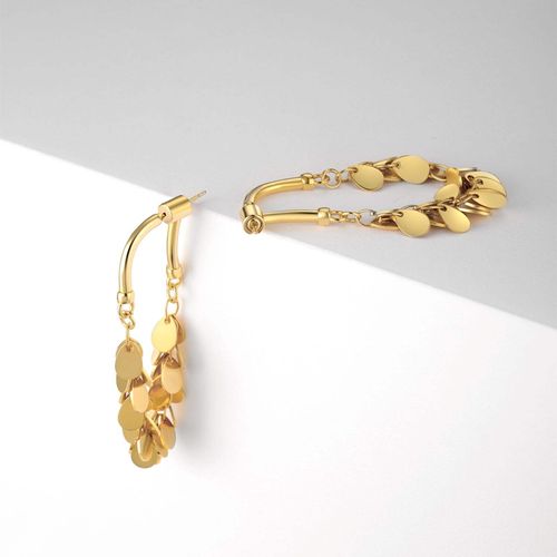 Luxury Gold-Plated Butterfly Flower Fringe Earrings: Waterproof Electroplated U-Shaped Hoop with Pearl Drop, Shiny Heavy Metal Tassel Chain Design for Trendy Party & Daily Elegant Style