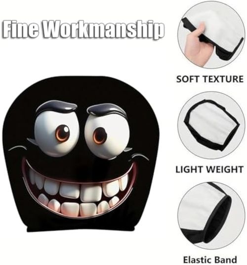 Black Funny Cartoon Car Headrest Covers - Universal Elastic Style, Perfect for Car Interior Decoration & Unique Gift Idea