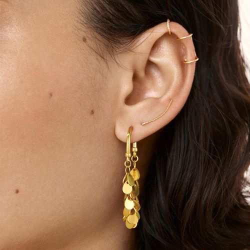 Luxury Gold-Plated Butterfly Flower Fringe Earrings: Waterproof Electroplated U-Shaped Hoop with Pearl Drop, Shiny Heavy Metal Tassel Chain Design for Trendy Party & Daily Elegant Style