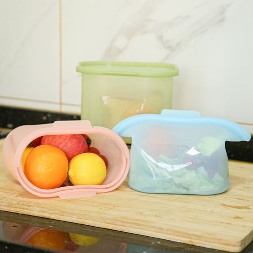 1000ML Food-Grade Silicone Reusable Storage Bags: Foldable Leak-Proof Zipper Lock Style, Suitable for Refrigerator & Multi-Purpose Food &Breast Milk Storage, Portable Storage Bags for Picnics & Camping, Logo-Free, Best-Selling Food Storage Bags