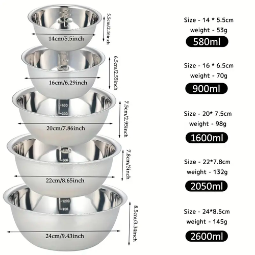 Looking for the Best Value in Your Kitchen? Try Our Affordable 5-Piece Non-Slip Stainless Steel Mixing Bowl Set – Perfect for Cooking and Baking!