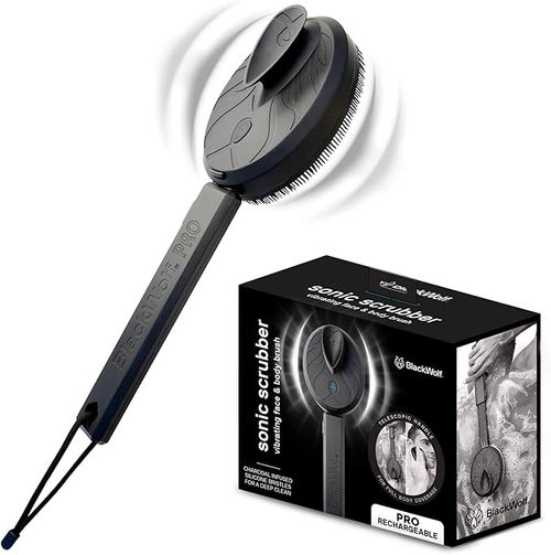 Black Wolf Vibrating Face and Body Brush, Sonic Scrubber Pro - Water Resistant, 4 Settings, 2 Speeds & 2 Modes, Cash On Delivery-Free Shipping