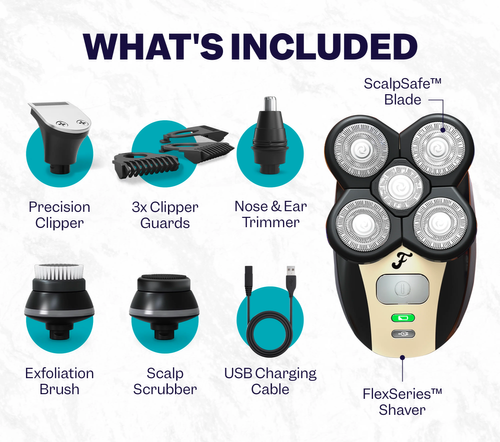 5-in-1 Rotary Electric Razor & Bald Head Shaver - USB Rechargeable, 4D Floating, Waterproof Electric Shaver for Me（Cash on delivery Free Shipping）