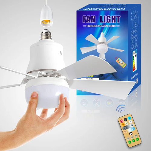 2-IN-1 PORTABLE CEILING FAN & LIGHT with Remote Control