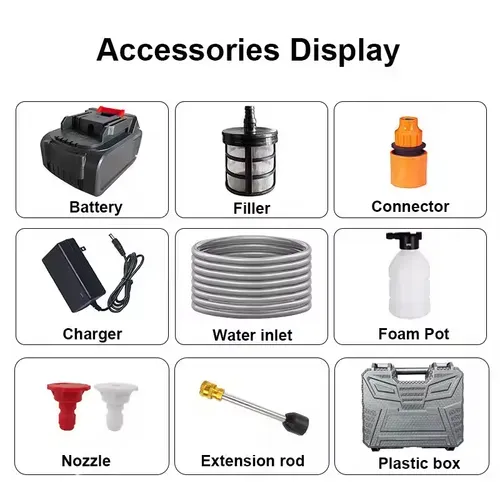 Wireless high-pressure car wash gun, universal for household electric rechargeable car wash machine, powerful car wash gun