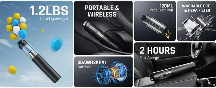 LAST DAY SALE 50% OFFSlim V8 Mate Cordless Car Vacuum High Power 13000Pa30AW