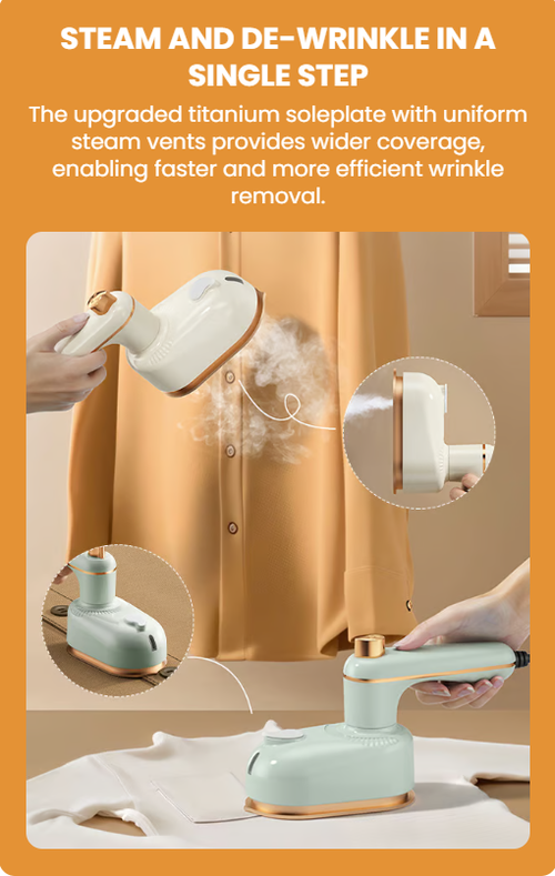 Wrinkle-Free Clothes in Just 5 Seconds!  Effortlessly Perfect Your Clothes with Our Handheld Portable Steam Iron