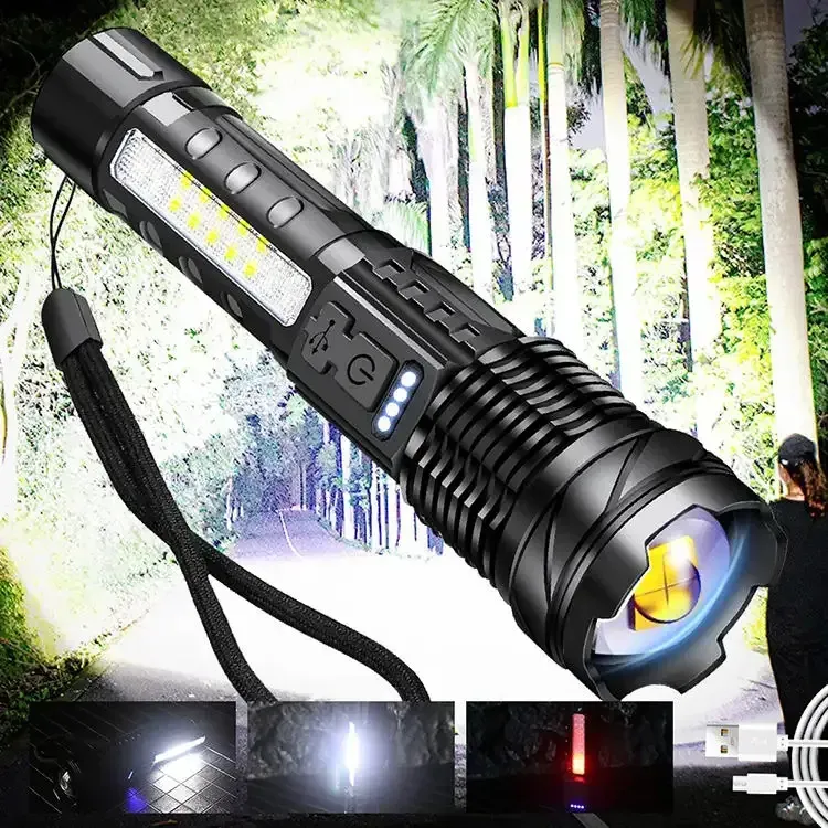🔥Lanterna LED P50: Alta Potência, Zoom, Display, Recarregável USB