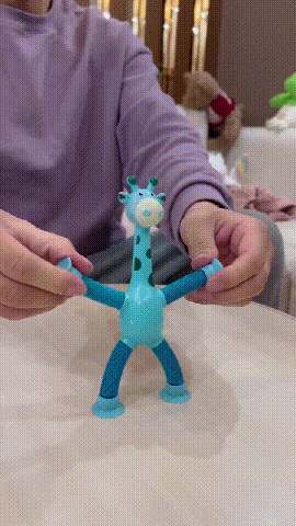 Brinquedo girafa de sucção telescópica com luz led
