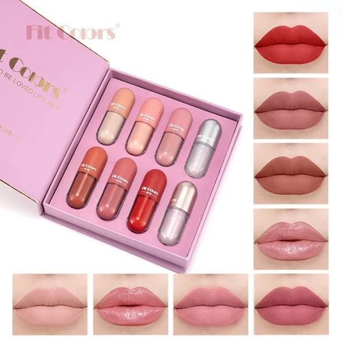 Liquid batom set fosco perolado non-stick cup lip esmalte 8 cores lip gloss set hidratação duradoura